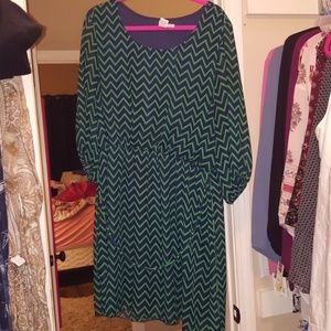 Green and Navy Chevron Dress